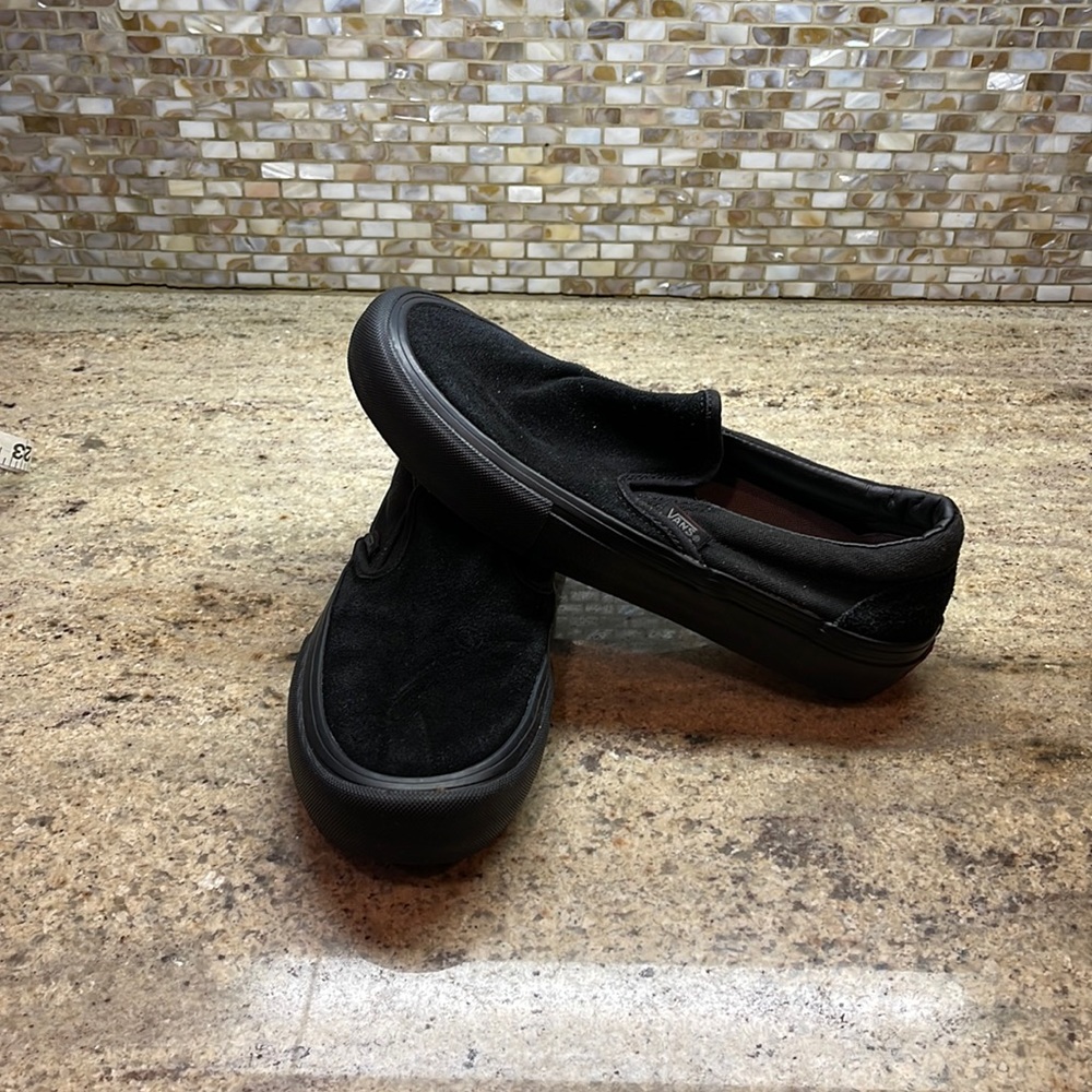 VANS all black slip on sneakers size 7